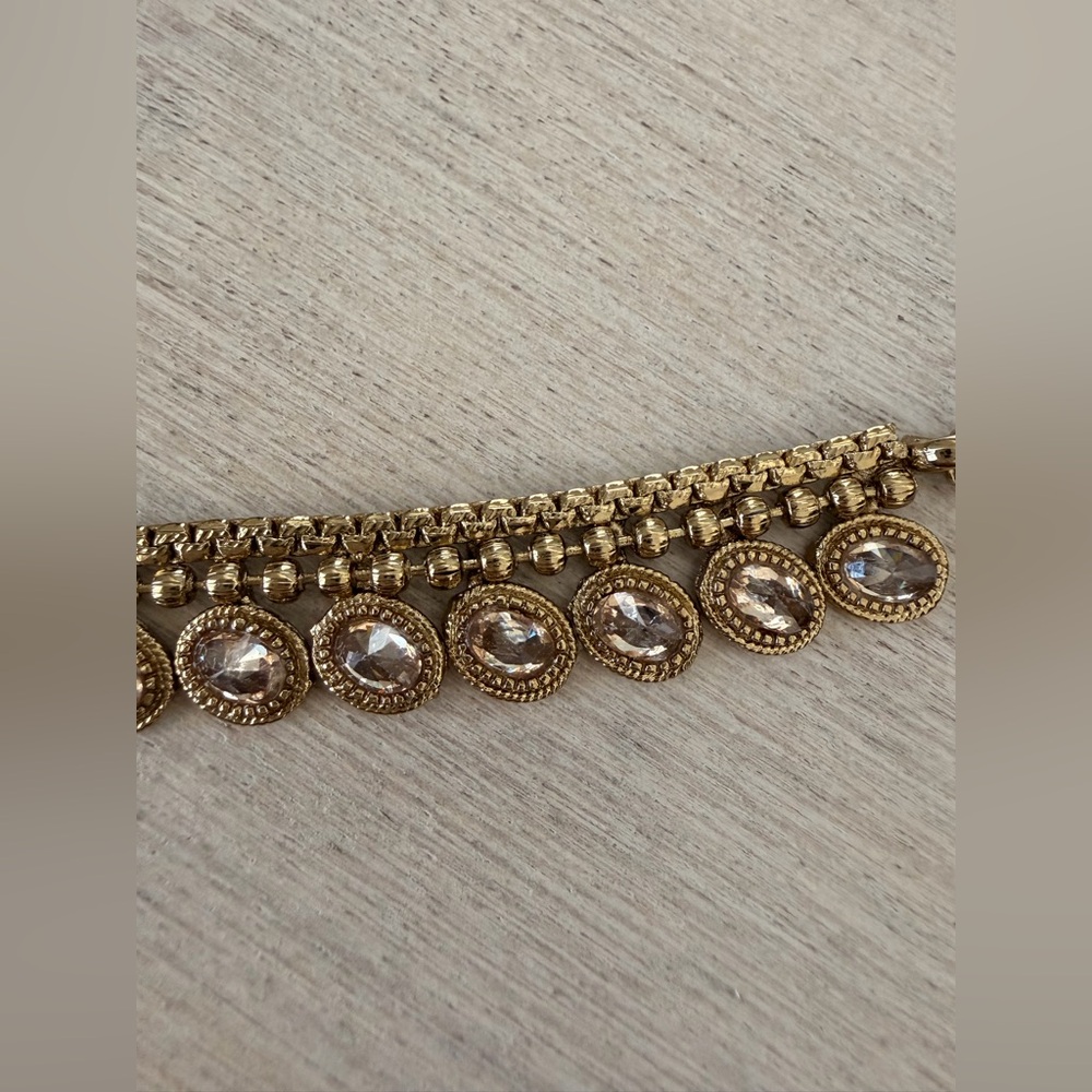 Elegant Gold-Bronze Waist Chain with Crystal Accents